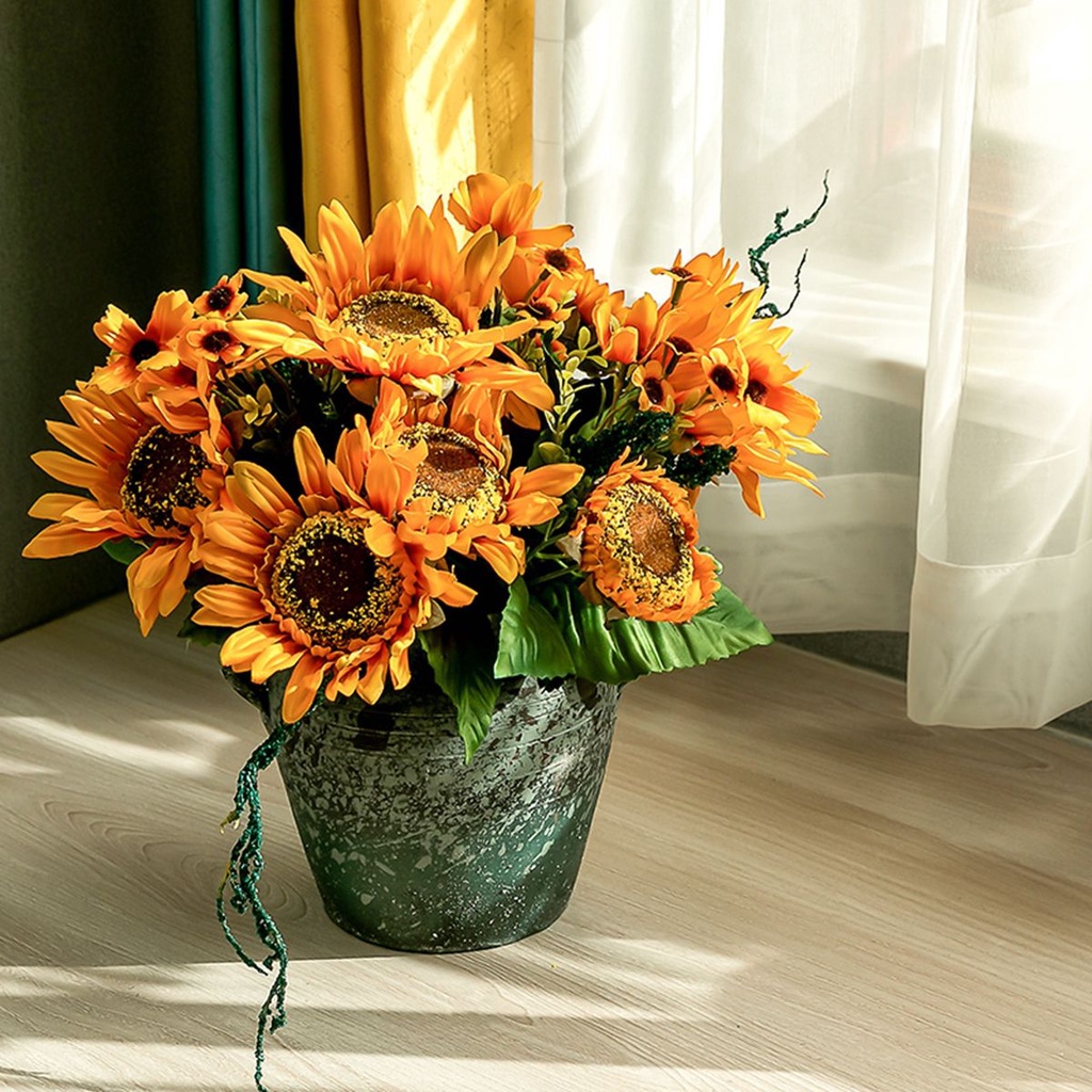 Bó hoa hướng dương giả bằng lụa nhiều màu trang trí nhà cửa/ tiệc cưới DIY