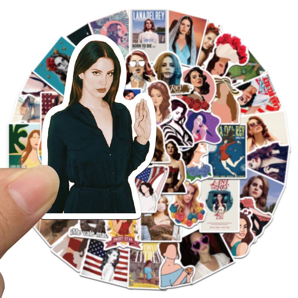 Bộ 50 Miếng Dán Chống Thấm Nước Hình Ca Sĩ Lana Del Rey Dùng Để Trang Trí Xe Hơi/Laptop/Điện Thoại/Máy Tính
