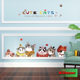 Decal dán tường mèo cute