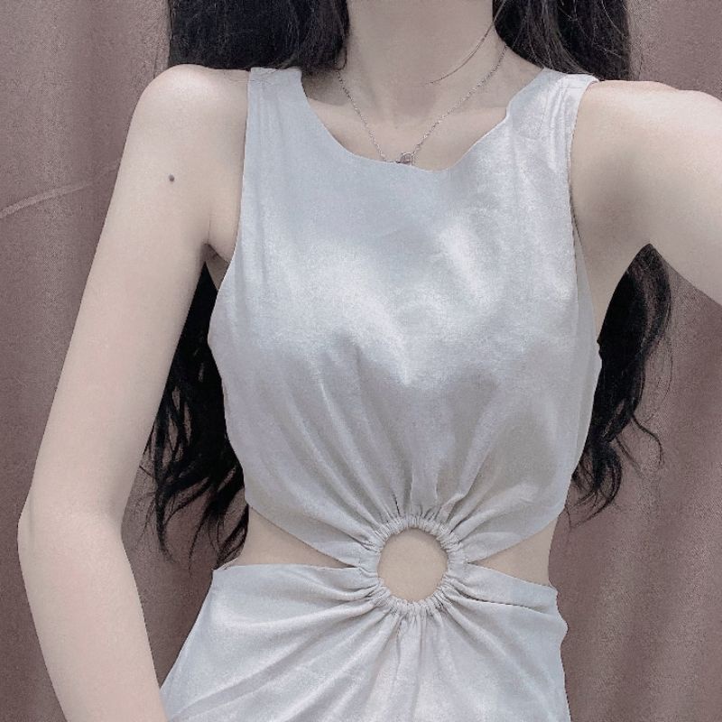 Váy ngắn ôm body khoen tròn cắt eo ZR