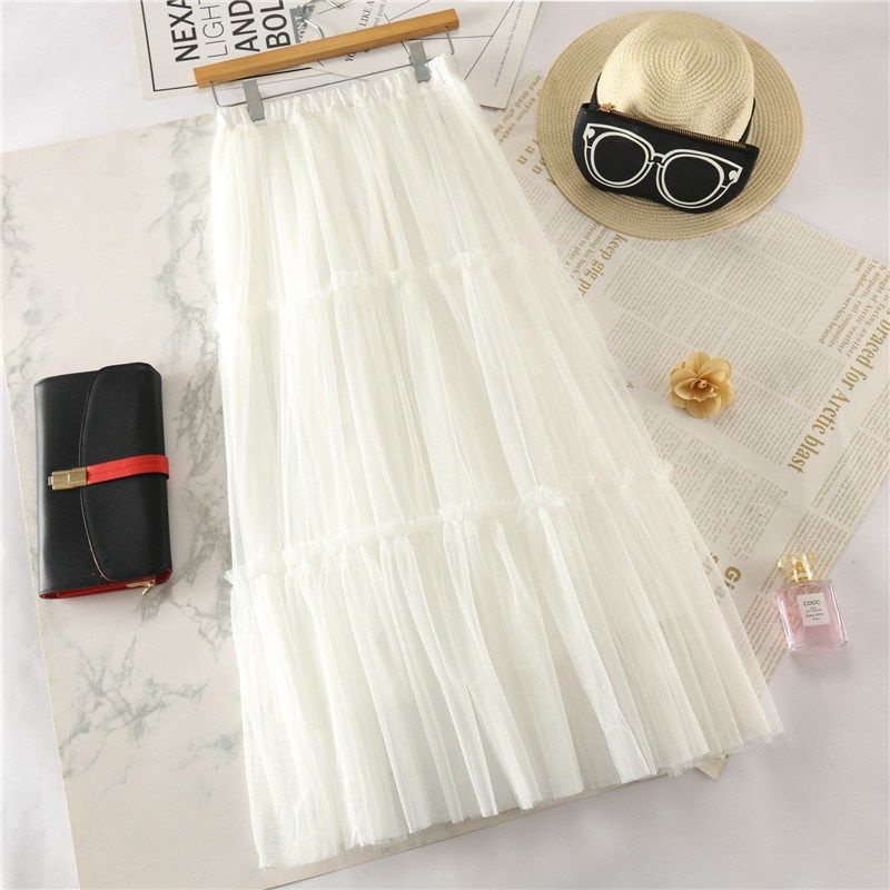 Chân Váy Lưới Dáng Chữ A Dài Qua Gối Thời Trang Mùa Đông Cho Nữ