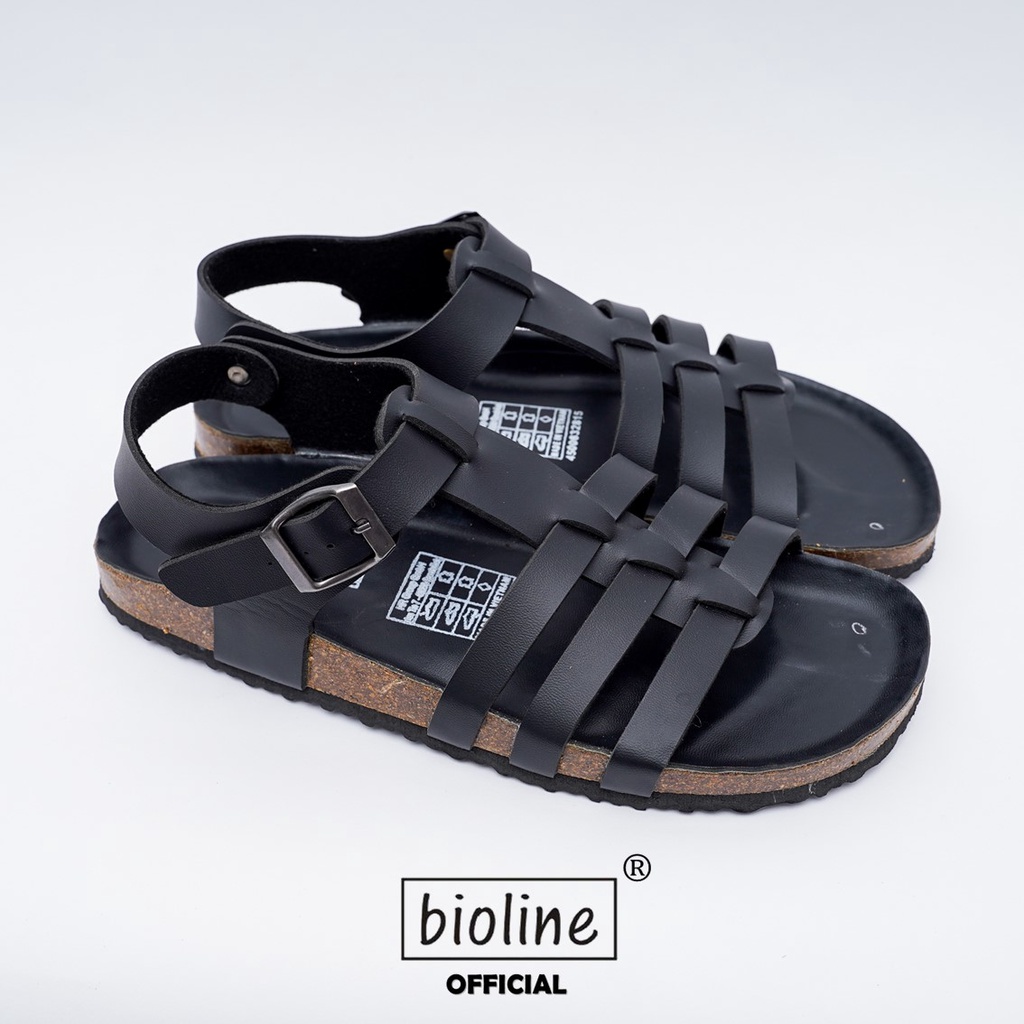 DK12 - Sandal Đế Trấu BIOLINE Official Quai Da Bò Chiến Binh Lót Pu Kem Chống Nước
