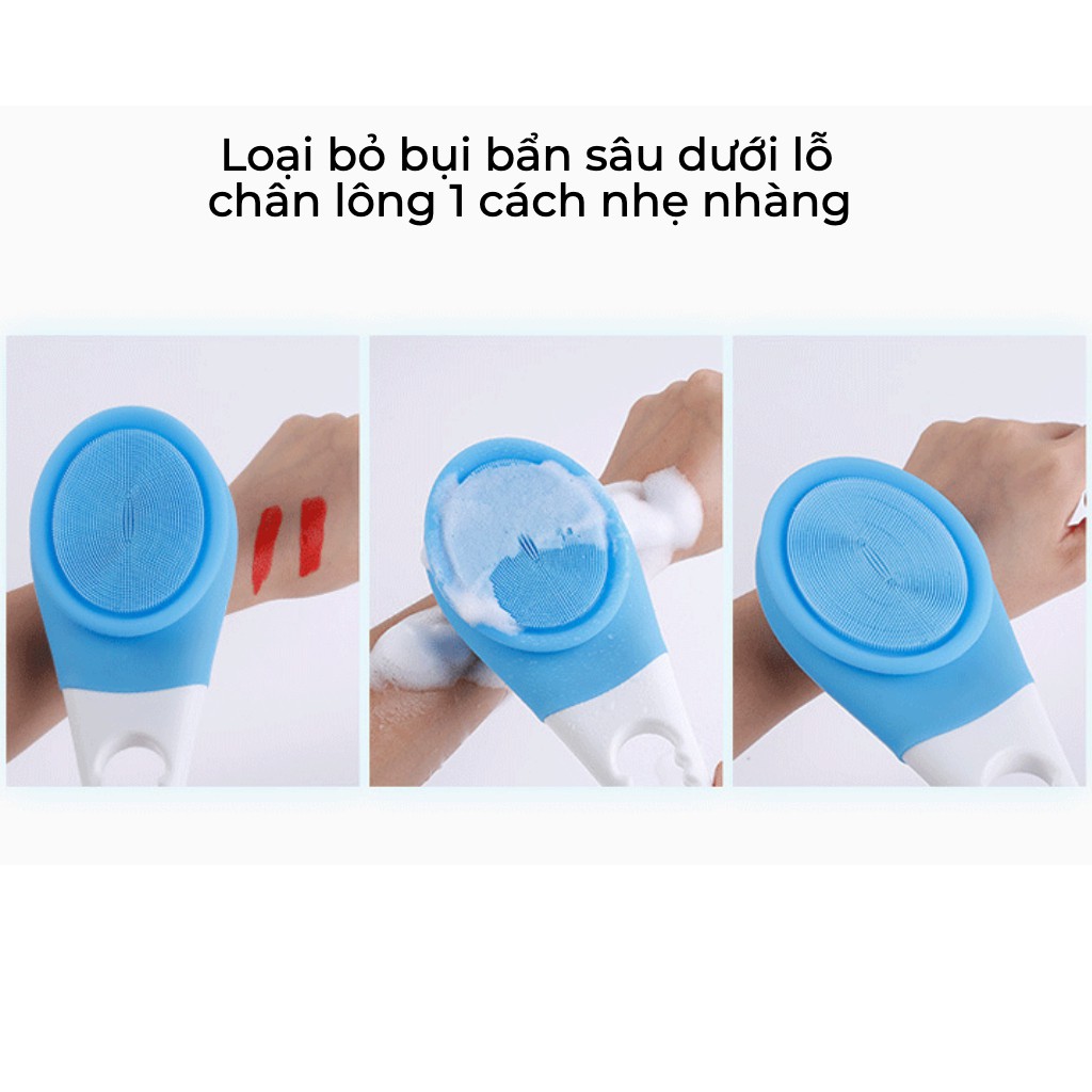 Máy tắm silicon, cây chà lưng cán dài, cọ tắm kháng khuẩn, chống nước - Tẩy da chết body,trị mụn lưng, giảm mụn