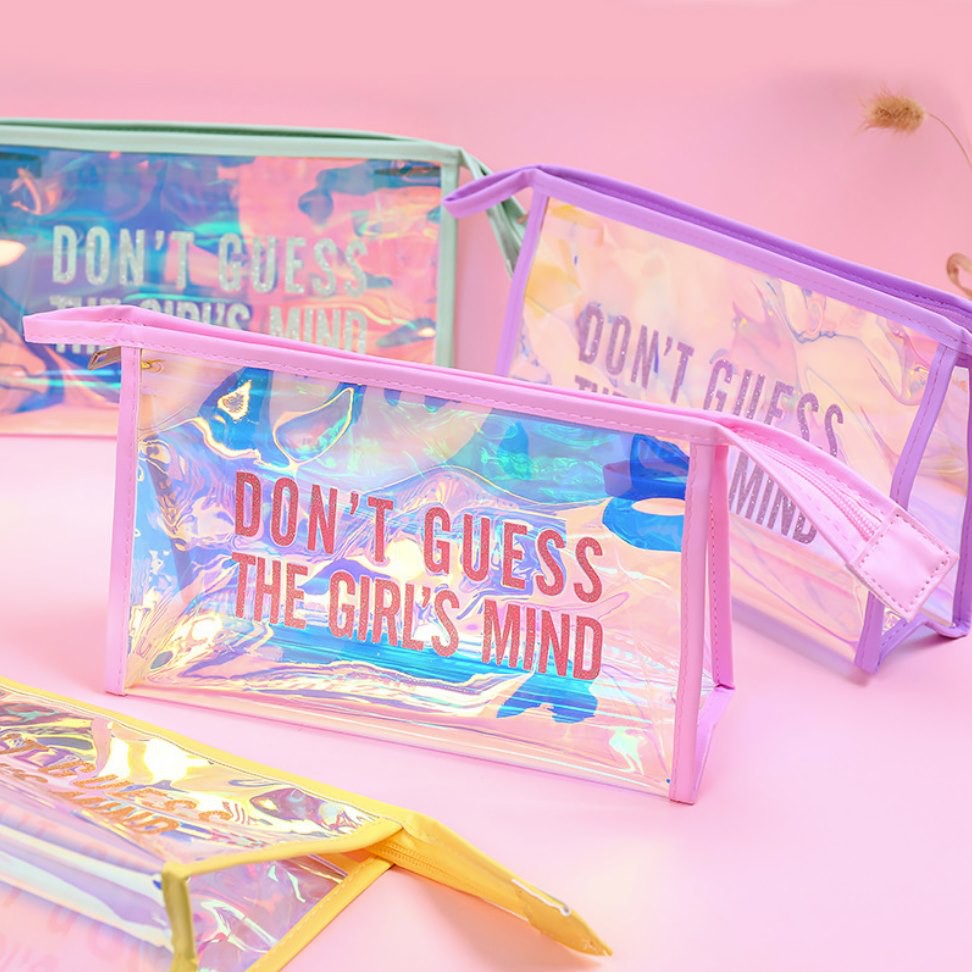 Bóp bút, viết/ bóp mỹ phẩm hologram Mua Tất viền màu size lớn (muatatshop)