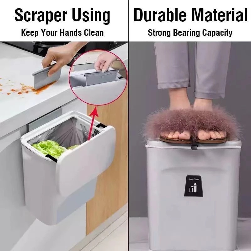 Thùng Rác Nhựa Gắn Tường Có Nắp Đậy Tiện Dụng Dành Cho Nhà Bếp