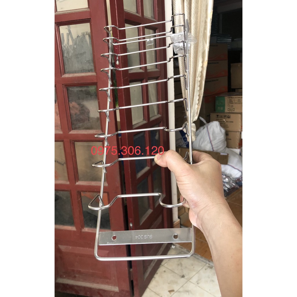 Kệ để treo vung nắp xoong nồi 100% INOX 304 gắn tường KỆP NẮP XOONG, hàng đặt xưởng tăm to dày nặng, chắc
