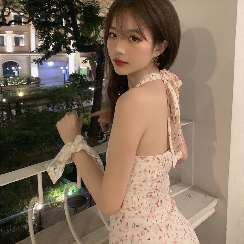 Đầm hoa hai dây thời trang mùa hè cho nữ