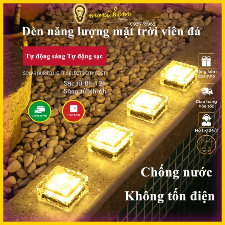 【HÀNG SẴN】Đèn năng lượng mặt trời sân vườn viên đá trang trí DECOR ngoài trời chống thấm nước MOXI.