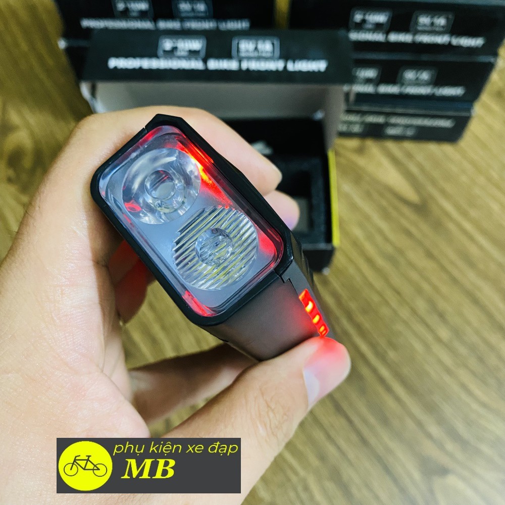 đèn xe đạp siêu sáng chống nước pin trâu 2 led có cảm biến tự động sáng khi đi đêm pin sạc usb,tích hợp sạc dự phòng 05