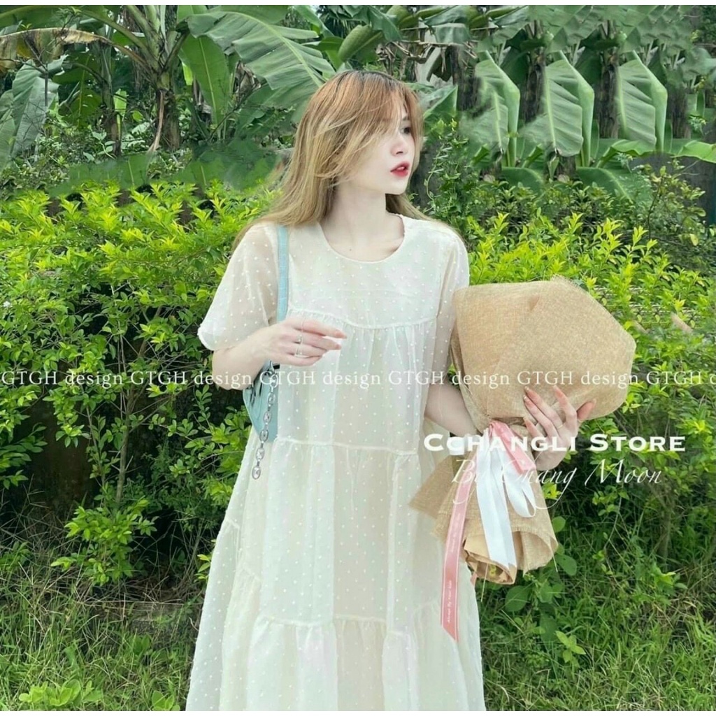 Đầm Bầu, Váy Bầu Chất Voan 2 Lớp Tay Ngắn, Cổ Tròn Sang Chảnh Thiết Kế Bigsize A084 Lin Store66