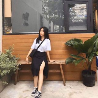 CHÂN VÁY MIDI XẺ TÀ