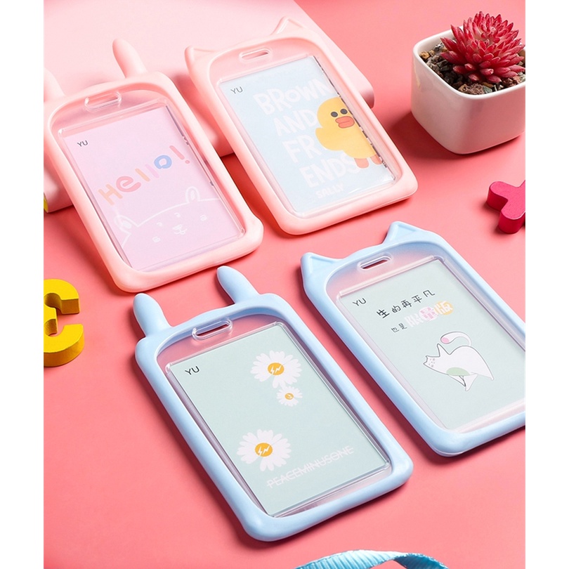Dây Đeo Thẻ ID Bằng Silicon Họa Tiết Hoạt Hình Dễ Thương