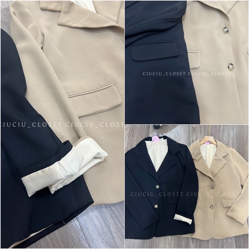 Khoác Vest Blazer 2 Lớp Túi Đắp Có Size 2Màu( SẴN/ẢNH THẬT)