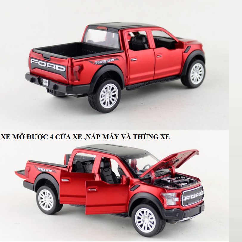 Xe mô hình ô tô bán tải Ford Ranger 1:32 bằng kim loại xe mở được cửa có đèn và âm thanh động cơ