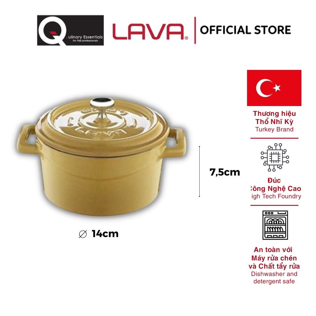 Nồi Gang Lava Trendy Round Casserole Đường Kính 14cm, 0.76L