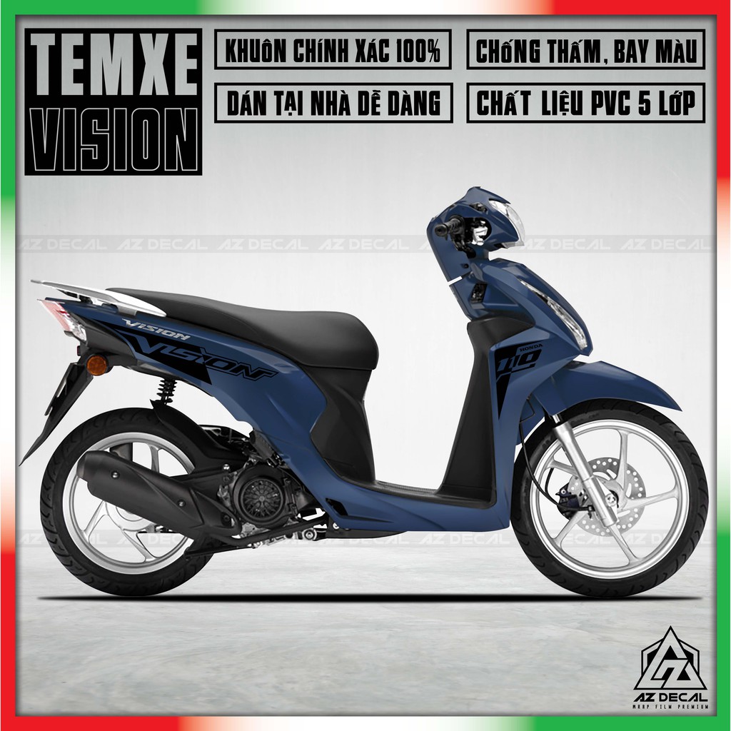 Tem Xe Vision Chữ Vision Cách Điệu| VS152003VS | Chất Liệu Vinyl Cao Cấp, Khuôn Sẵn, Dễ Dán Tại Nhà