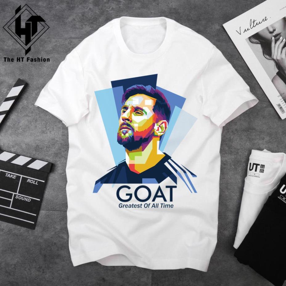 Áo Thun Messi Mẫu GOAT, Chất Vải Mềm Mịn Thoáng Mát - Áo Thun Nam Nữ Có Size Big Size - The HT Fashion