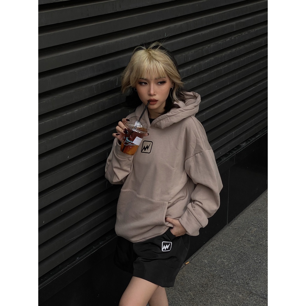 Áo hoodie local brand Logo Morning Warning, unisex nam nữ, form rộng