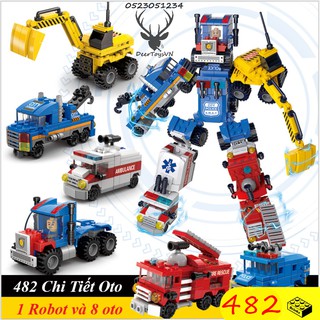 [482 CT-HỘP GIẤY] BỘ ĐỒ CHƠI LẮP RÁP ROBOT BIẾN HÌNH,OTO, LẮP GHÉP MÁY XÚC,MÁY CẨU