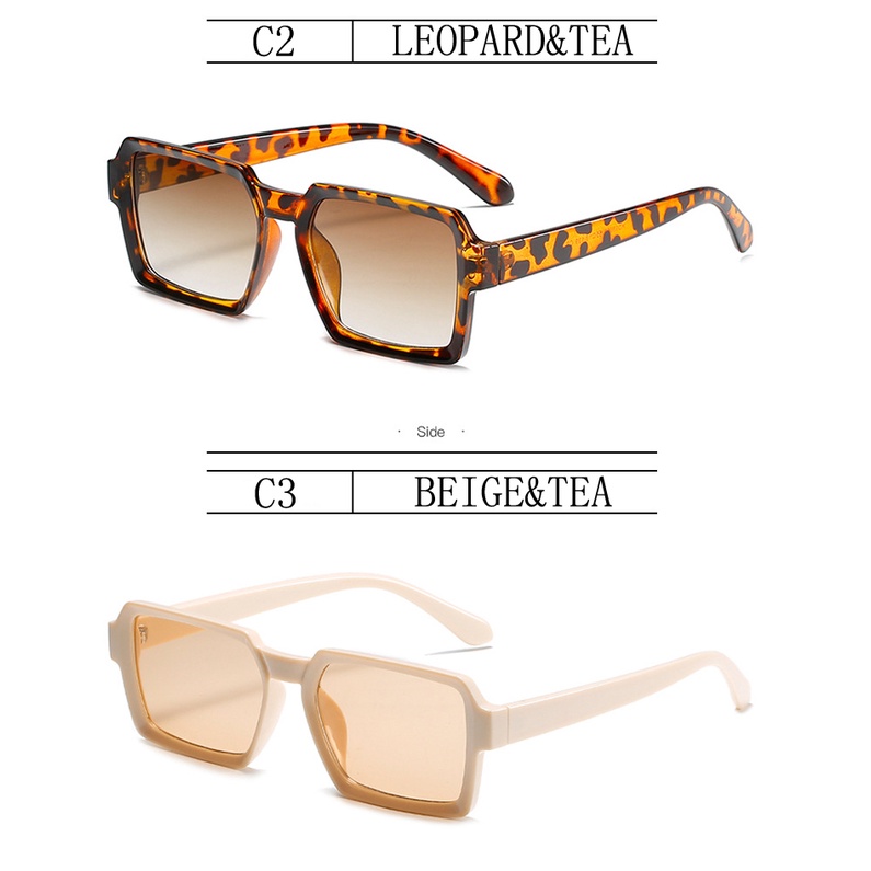 Kính mát Samjune 98063 gọng hình chữ nhật màu nâu chống tia UV400 thời trang retro 2021 cho nữ đeo đi du lịch