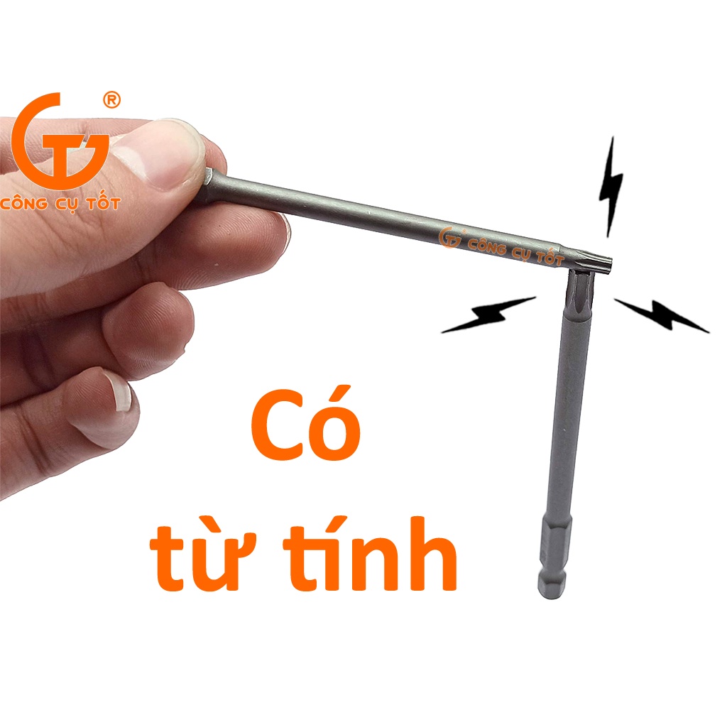 Bộ 8 đầu bắt vít hình sao lỗ 100mm các cỡ T8, T10, T15, T20, T25, T27, T30, T40