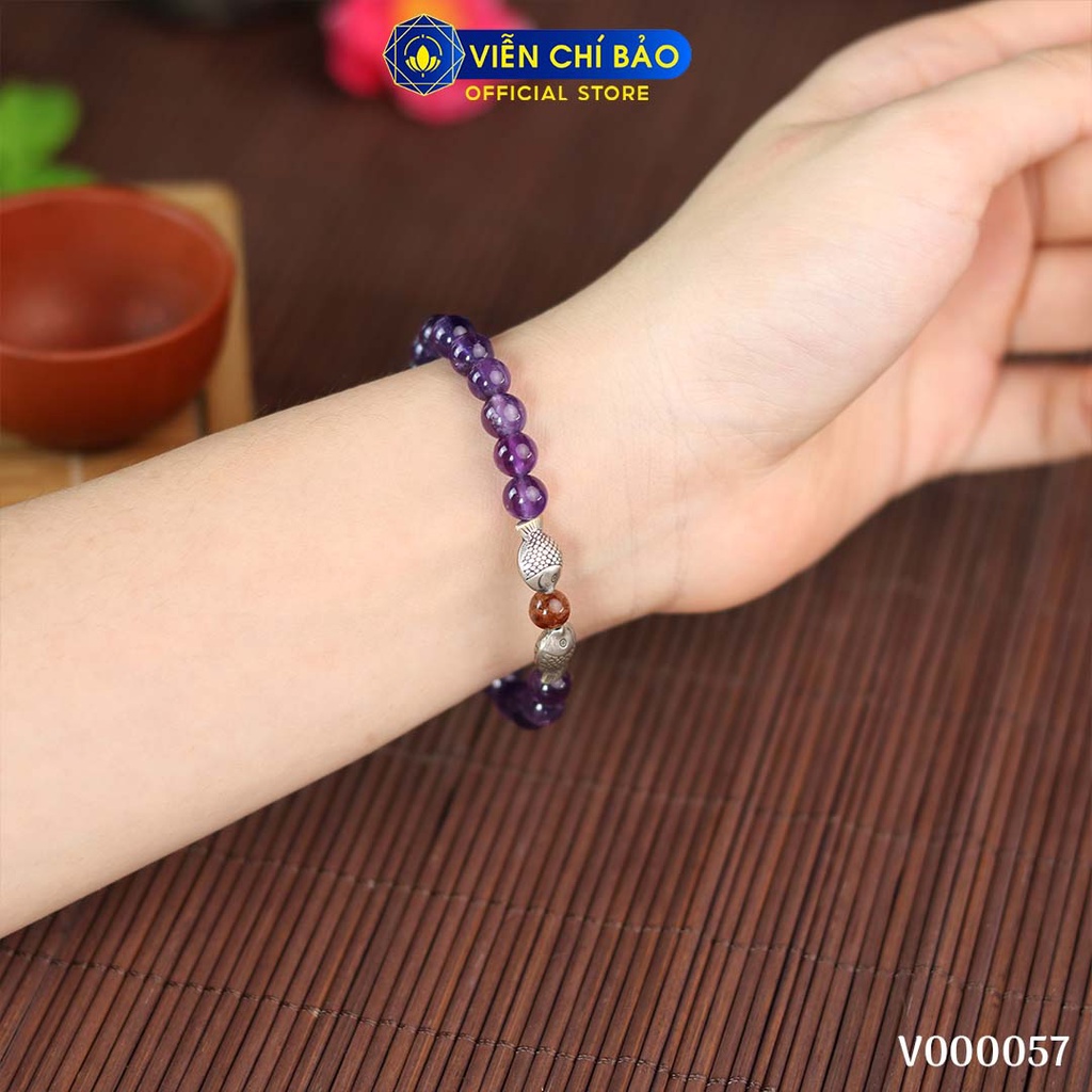 Vòng tay phong thủy đá tím mix charm thời trang phụ kiện trang sức Viễn Chí Bảo V000057