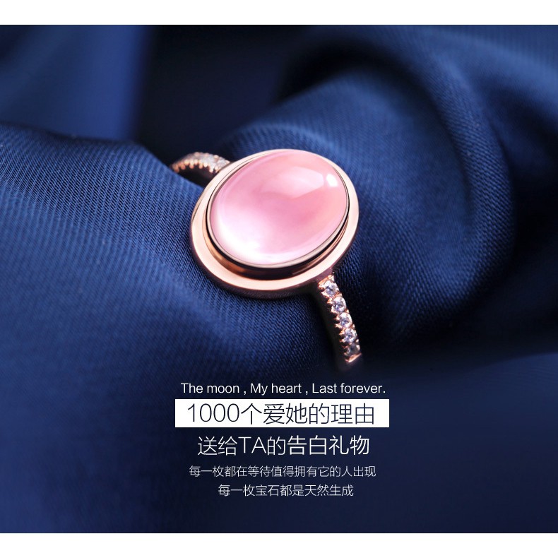 Nhẫn Mạ Vàng Hồng 18k Đính Đá Pha Lê Hồng Phong Cách Hàn Quốc