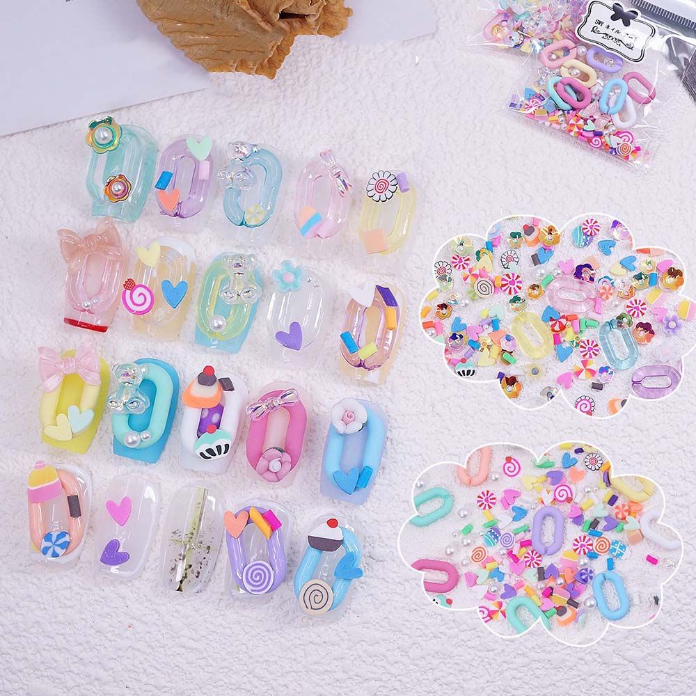 Phụ Kiện Trang Trí Móng Tay Trong Suốt Hình Gấu 3D Dễ Thương