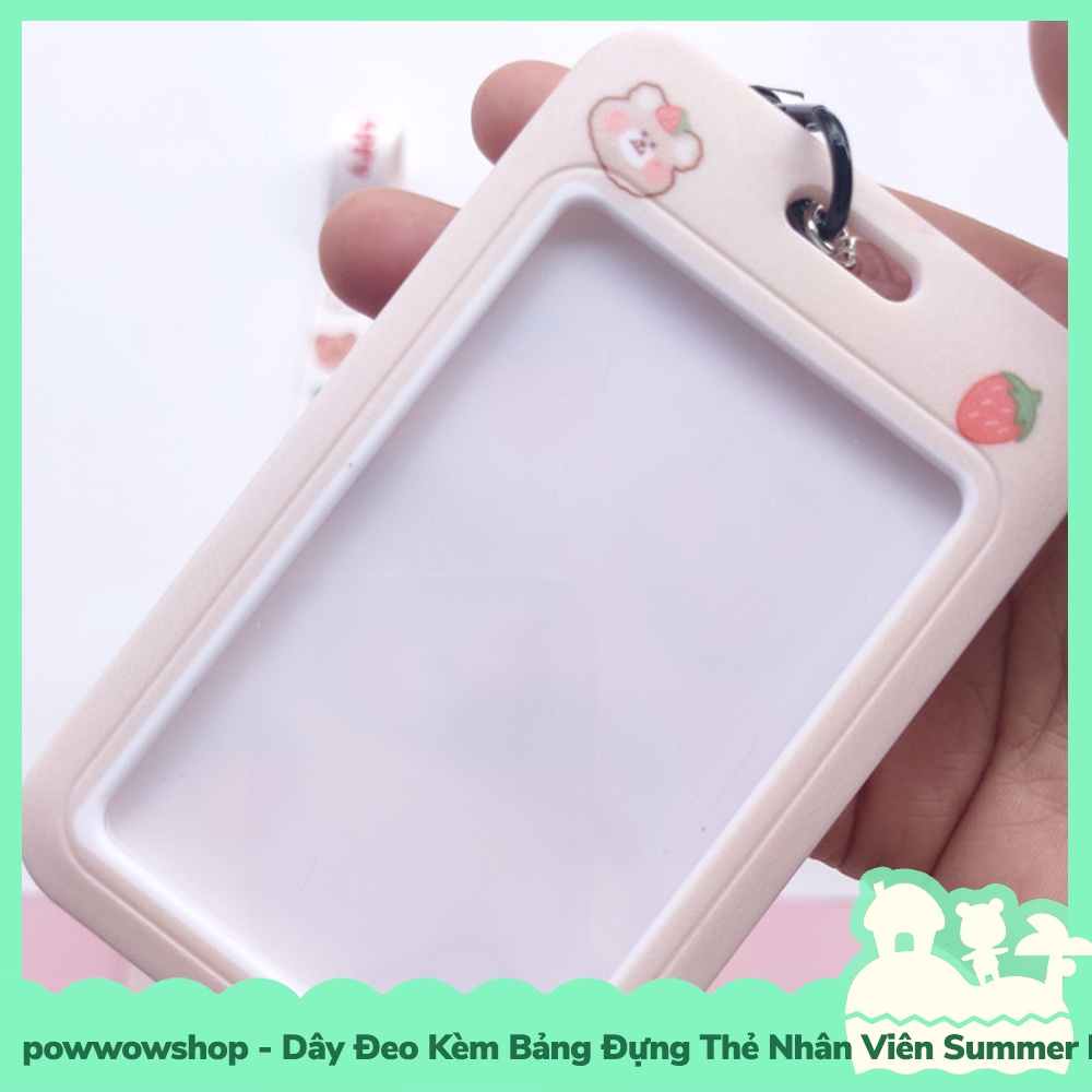 [Sẵn VN - Hỏa Tốc] Dây Đeo Thẻ Bao Thẻ Nhân Viên Nhựa PVC Summer Pompon Bear
