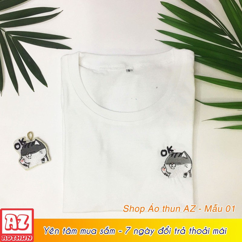 Áo thun nam nữ thêu hình mèo Ami bụng bự cực HOT MT502 | BigBuy360 - bigbuy360.vn