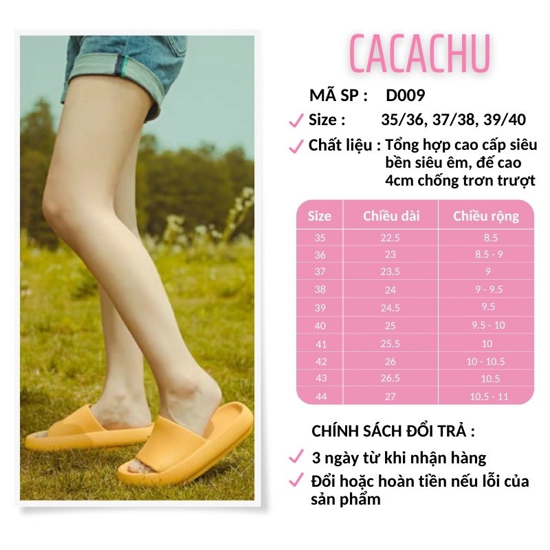 Dép bánh mì quai ngang nữ độn đế 4 cm siêu nhẹ siêu êm chống trơn trượt hot trend 2021 CACACHU D009, dép đẹp giá rẻ