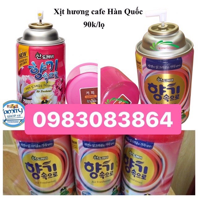 Combo 10 bình xịt cafe - nước hoa cafe trên xe ô tô Sandokkaebi Korea 300ml