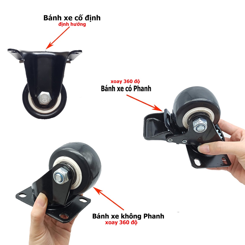 Bánh xe chịu lực đường kính 4cm, 5cm, 6cm, 7.5cm - đơn giá 1 cái