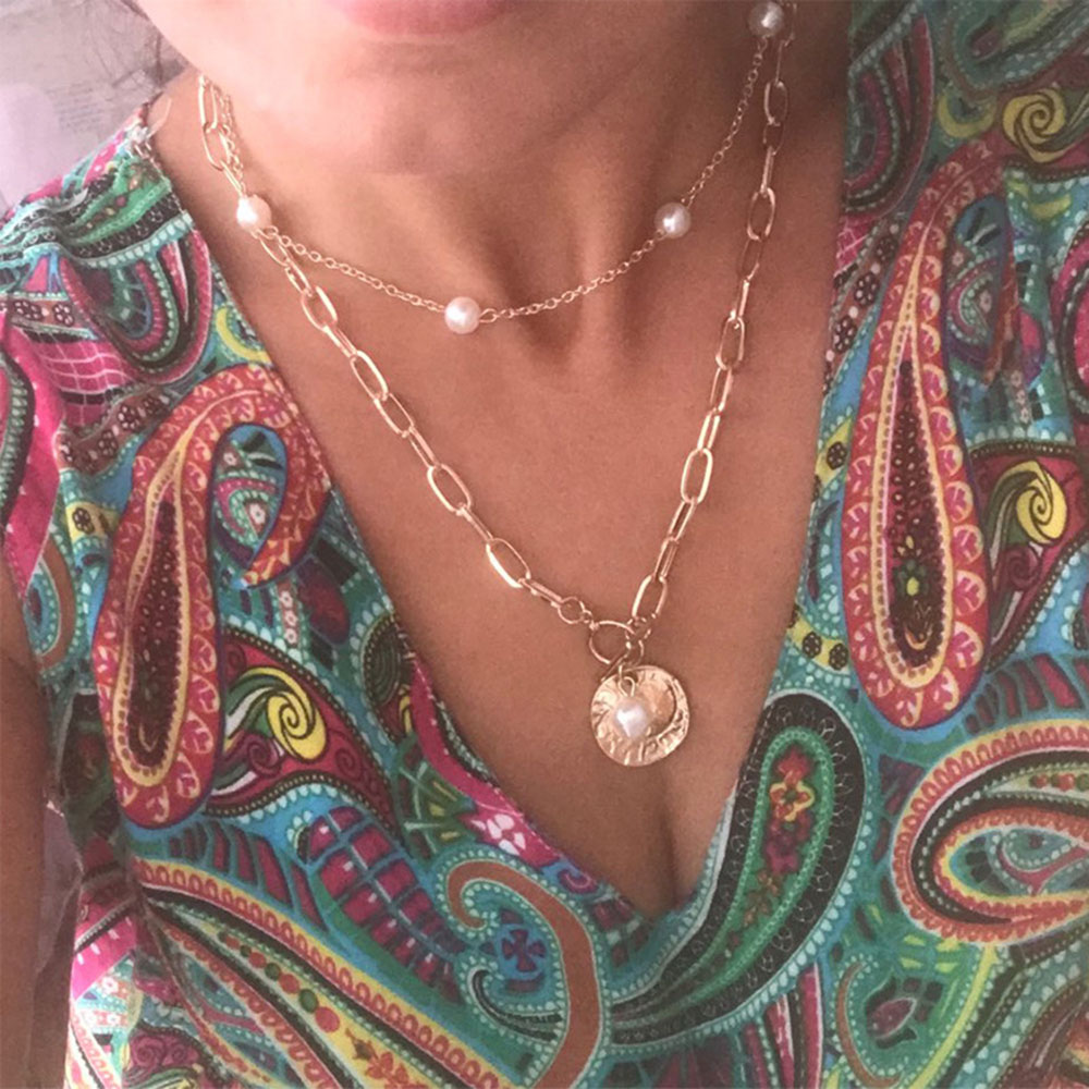 Set 2 Vòng Cổ Choker Đính Ngọc Trai Nhân Tạo Thời Trang Cho Nữ Yanqueens Trang sứ Quà tặng
