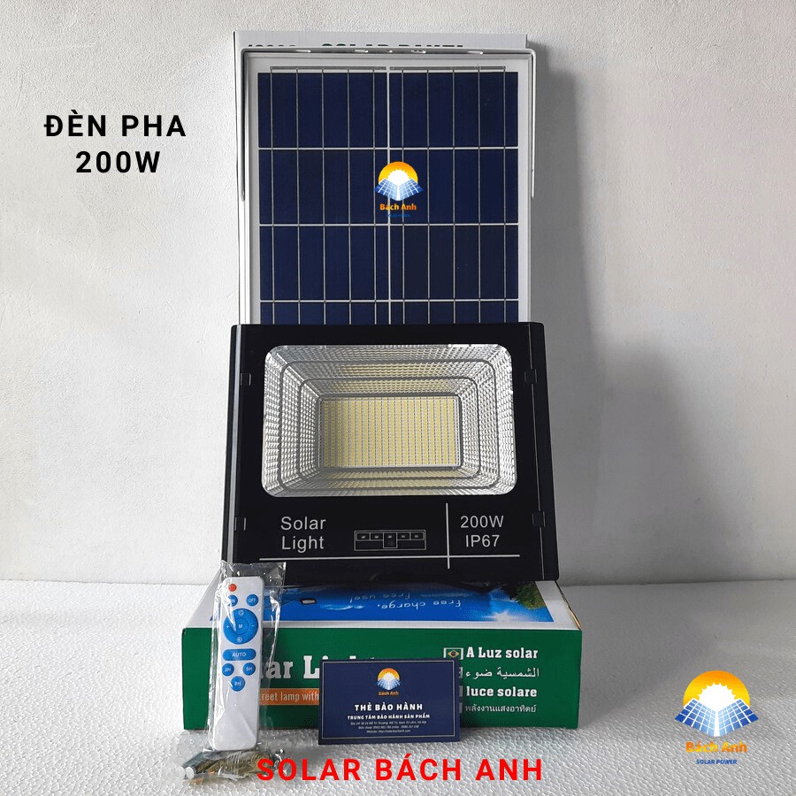 Đèn pha năng lượng mặt trời 200W (Chuẩn thông số)
