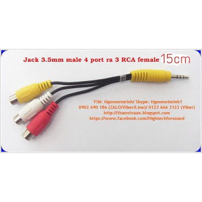 Jack chuyển 3.5mm đực ra 3 đầu bông sen cái