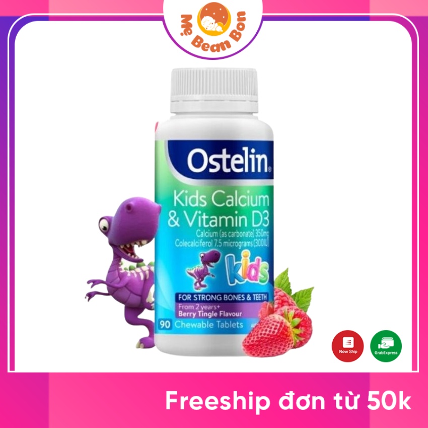 Canxi và Vitamin D3 cho bé Ostelin kids 90 viên úc bổ sung d3 và canxi cho bé từ 2 tuổi giúp phát triển chiều cao tối ưu