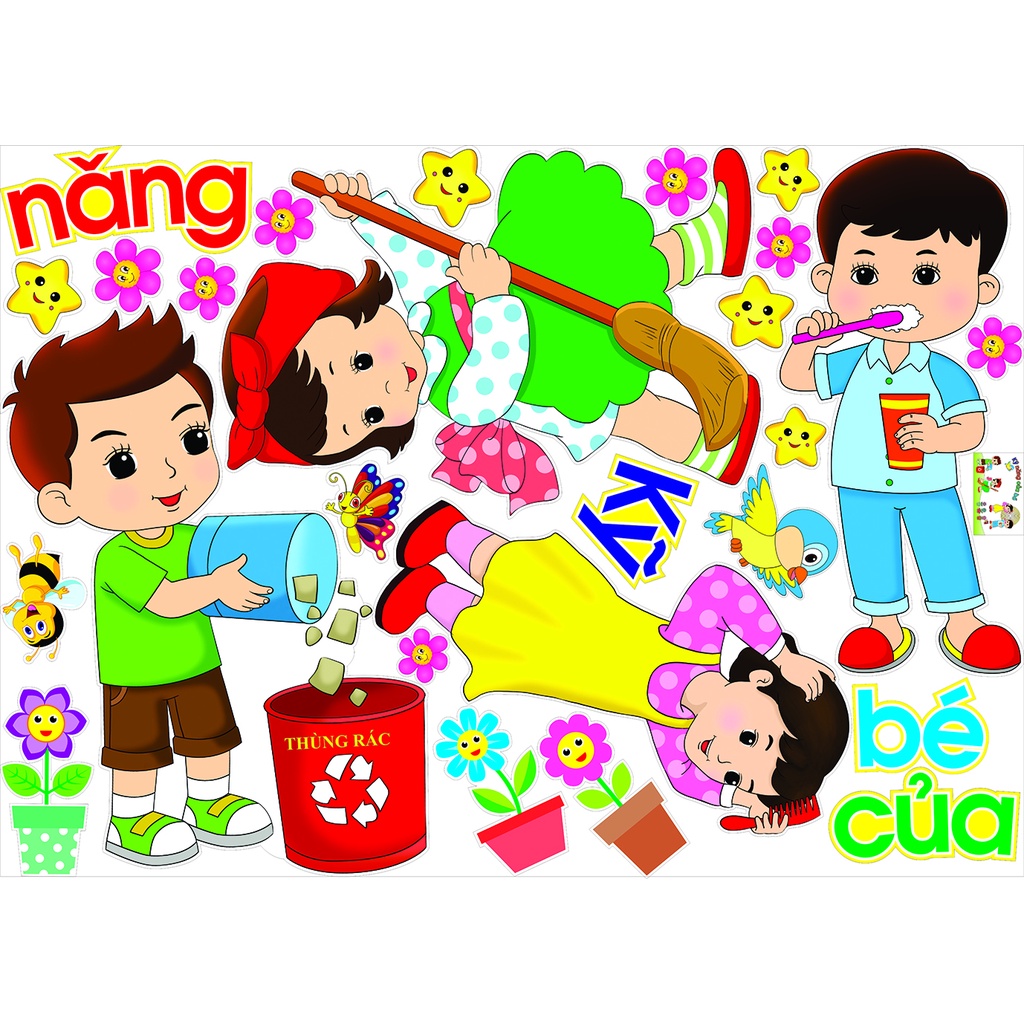 Góc lớp mầm non bằng decal hình ảnh rời dùng trang trí trong và ngoài lớp,phòng cho bé