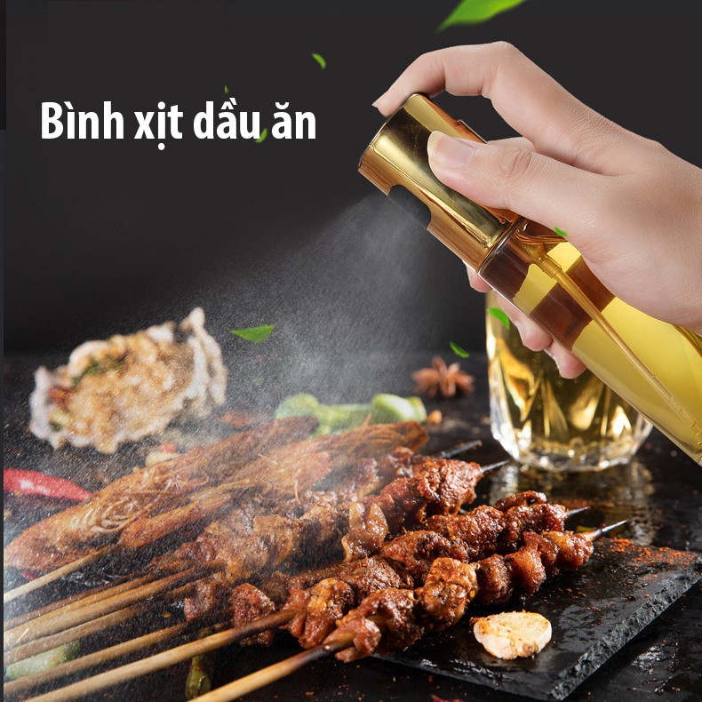 Bình Xịt Dầu Ăn Thủy Tinh, Chai Xịt Dầu Ăn Phun Sương Dùng Cho Nồi Chiên, Salad, Nướng, 100ml