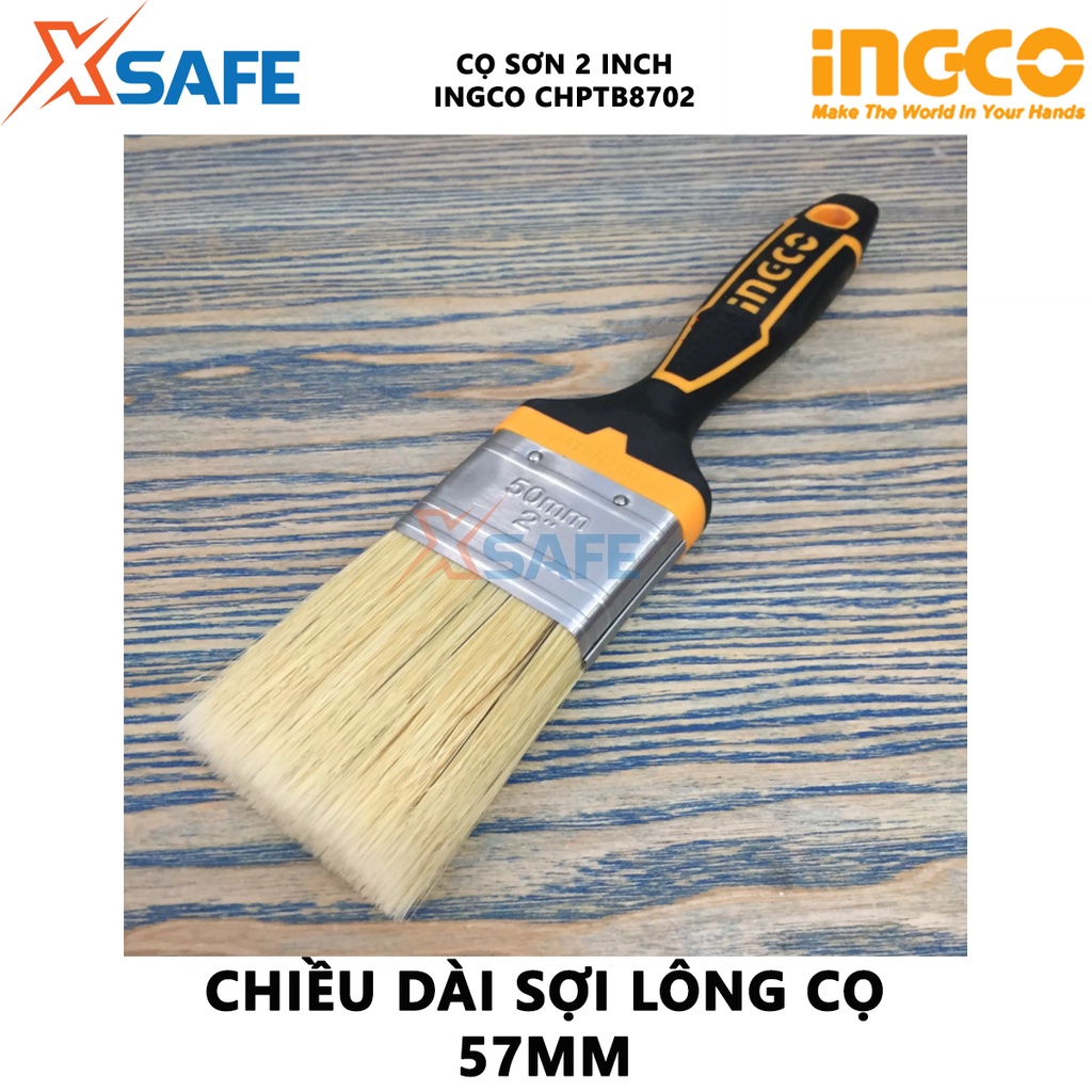 Cọ sơn 2 inch INGCO CHPTB8702 Chổi sơn tường 57mm, tay cầm nhựa dùng sơn tường, sơn các ngóc ngách nhỏ - [XSAFE]