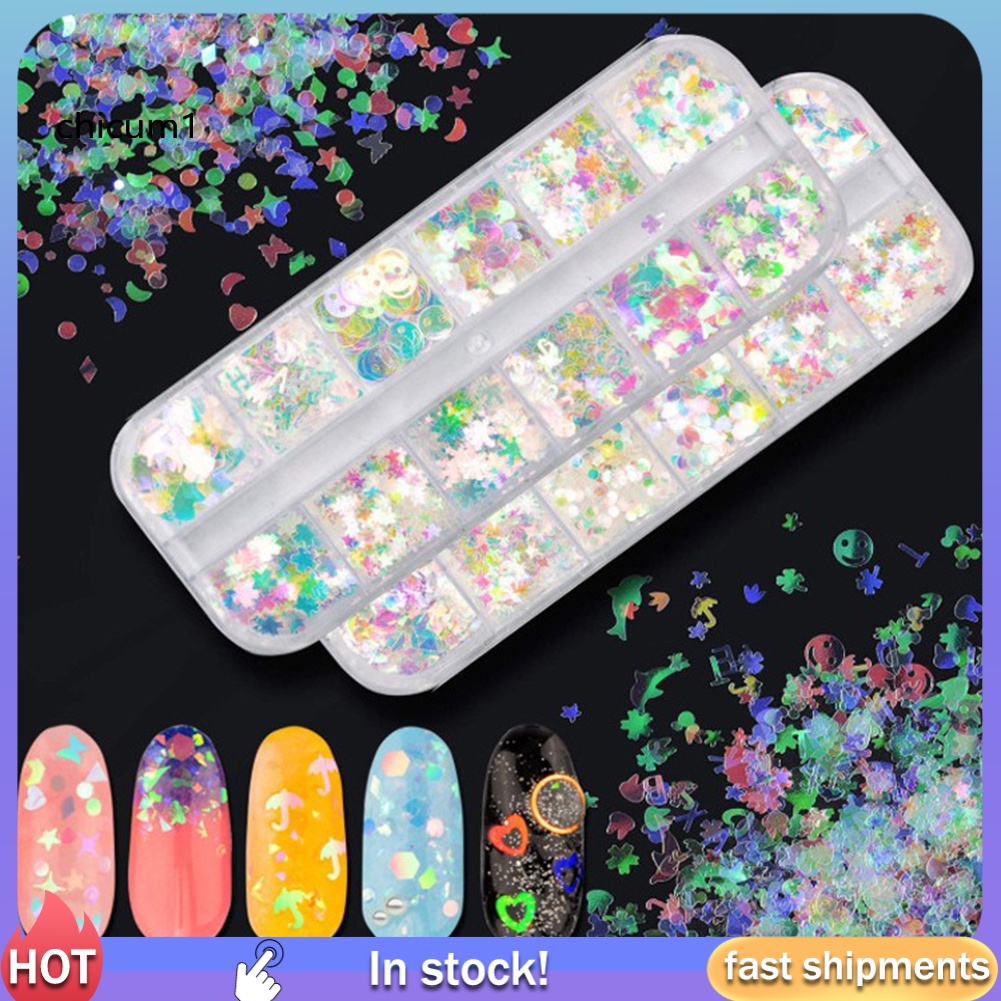 [Hàng mới về] Hộp phụ kiện trang trí móng tay lấp lánh