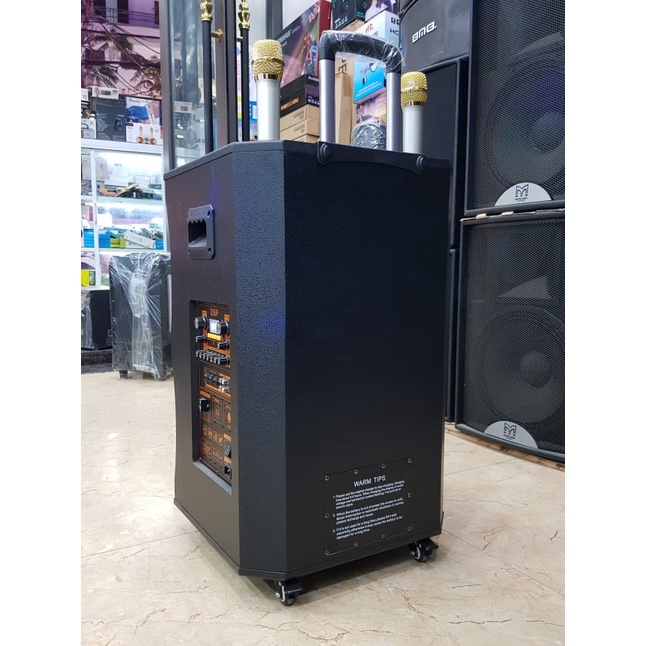 Loa kéo Karaoke Bluetooth IRB 215: Bass 40, Thiết kế 3 loa, Có Reverb, Công suất 500W. 2 Micro vỏ kim loại cao cấp k dây