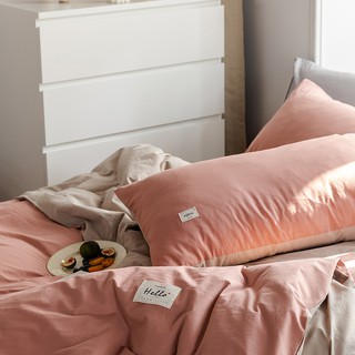 Sét chăn ga cotton tici cao cấp màu cam đất phối be(ảnh thật cuối)