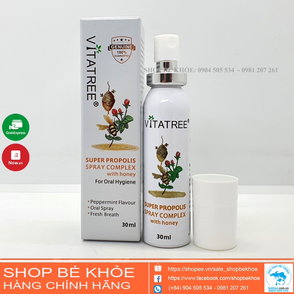 Xịt keo ong Vitatree 30ml - Vitatree Super Propolis Spray complex with Honey Úc