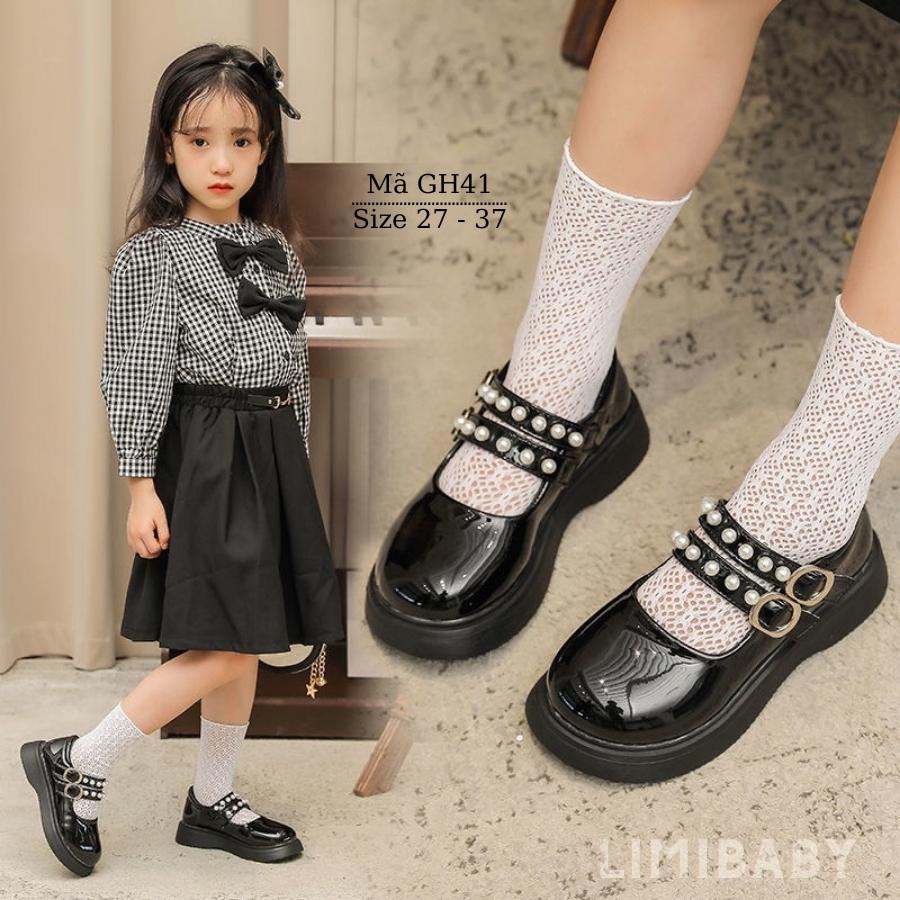 Giày đen cho bé gái 3 - 12 tuổi búp bê điệu đà và duyên dáng đi học đi chơi phong cách Hàn Quốc GH41