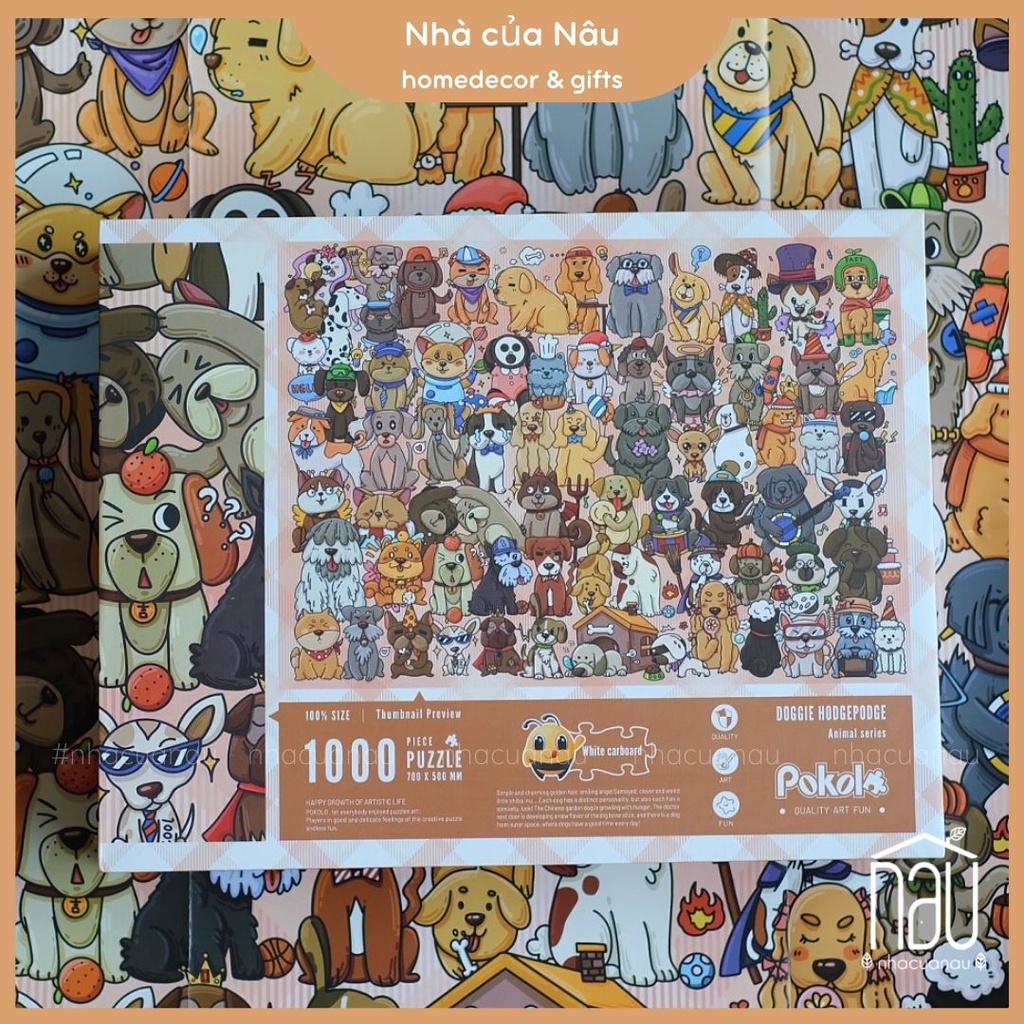 Bộ xếp hình thông minh 1000  miếng Pokolo Puzzle 1000 pcs chất lượng cao họa tiết 12 con giáp, mèo, chó, monster