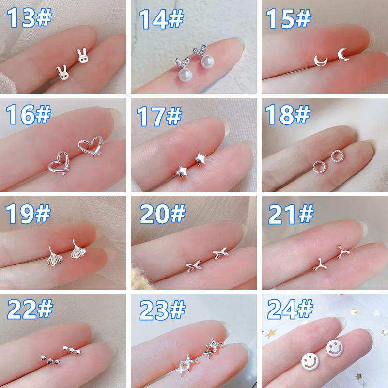 Khuyên Tai Bạc 925 Hình Trăng Sao Đơn Giản Phong Cách Hàn Quốc Thời Trang Cho Nữ