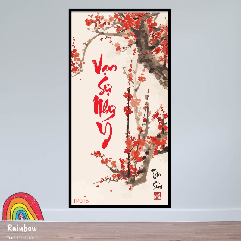 Tranh tô màu số hóa Rainbow Thư pháp TP016