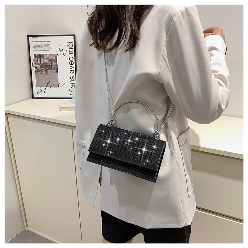 Túi Đeo Chéo Hình Vuông Nhỏ Đính Đá Đơn Giản Phối Dây Xích NB00128 Thời Trang Mùa Hè Cho Nữ