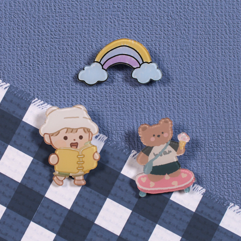Ghim cài áo thiết kế hình hoạt hình phong cách Hàn Quốc dễ thương